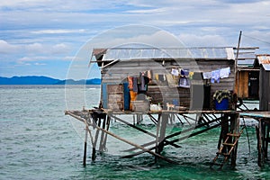 Simple stilt house at Mabul Island