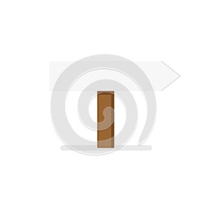Simple street pointer white arrow empty frame on white background with shadow