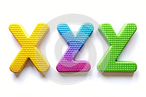 Letters X Y Z isolated on the white background