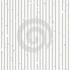 Simple Striped softness seamless pattern. White and pink dots and stripes on gray background. Cute template for