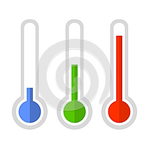 Simple Style Color Thermometer Icon Set. Vector