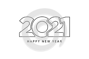 Simple style lines happy new year 2021 black white theme. Vector illustration