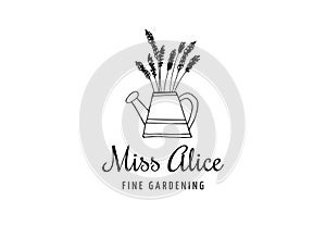 Simple and stylish modern logo and illustration, gardening vector hand drawn element