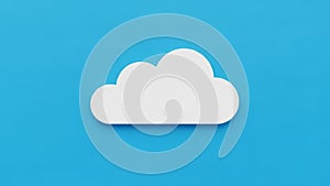 A simple stylized white cloud icon centered against a solid blue background