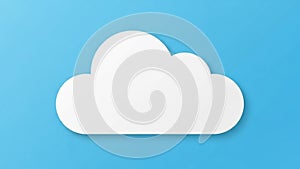 A simple stylized white cloud shape against a solid blue background