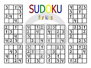 Simple sudoku set for beginners stock vector illustration