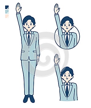 Simple suit businessman_raise-hand