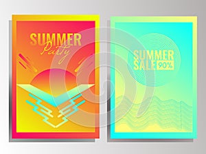 Simple Summer Vector Background Set