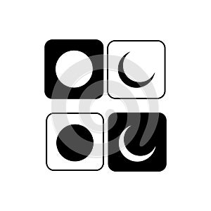 Simple sun and moon shape with dark and light mode. buttons