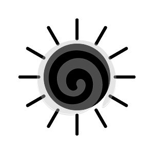 Simple sun vector icon on white background