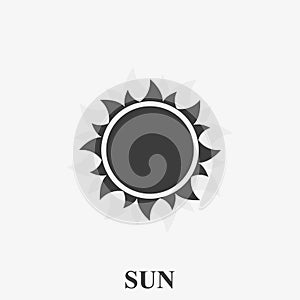 Simple sun vector icon on white background.