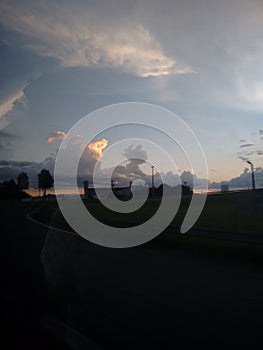 Simple sunset with different clouds and sky colors