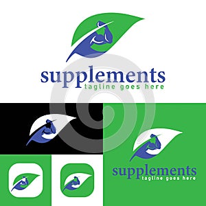 Simple supplements logo. Creative concept, healthy life. Minimalistic Vector Illustration. Modern logotype