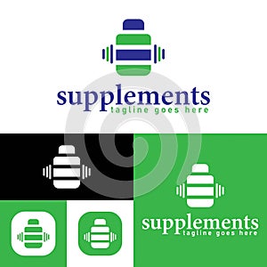 Simple supplements logo. Creative concept, healthy life. Minimalistic Vector Illustration. Modern logotype