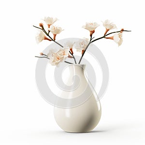 Simple Tapered Vase Flowers - White Background