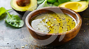 A simple yet tasty dressing made from antioxidantrich avocado oil and vinegar adding a healthy twist to any salad photo