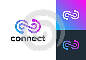simple tech infinity connection logo vector design