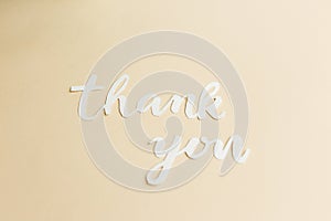 Simple Thank You Cutout Letters on Beige Surface