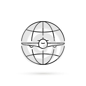 simple thin line international flight icon