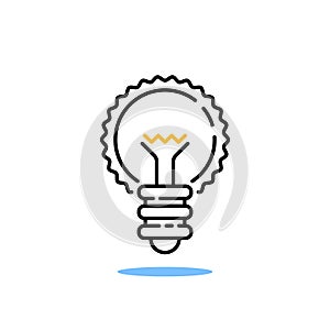 simple thin line shining lightbulb like insight logo