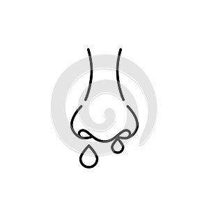 simple thin line snotty nose or allergy icon