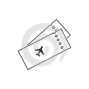 Simple thinline plane boarding pass icon