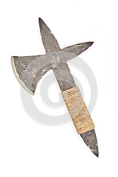 Simple throwing axe weapon isolated on white background