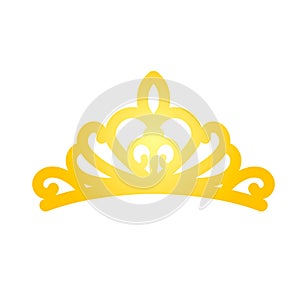 Simple tiara in flat style. Silhouette of crown.