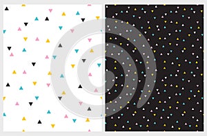 Simple Trangle Vector Patterns. Colorful Triangles on a White and Black Background.