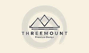 Simple tree line mountain logo vector icon symbol design graphic illustration