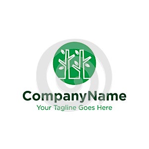 Simple tree logo design with circle and tree trunk concept design vector template. eco company, real estate, environment