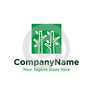 Simple tree logo design with square and tree trunk concept design vector template. eco company, real estate, environment