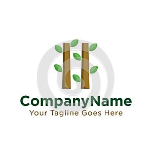 Simple tree logo design with tree trunk and leaves concept. can be used for wood industry, garden park icon, farm icon