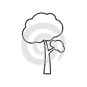 Simple tree outline. Natural environment symbol. Minimalistic plant growth icon. Vector illustration. EPS 10.