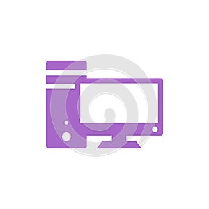 Simple Trendy PC Computer Desktop Icon Vector Template