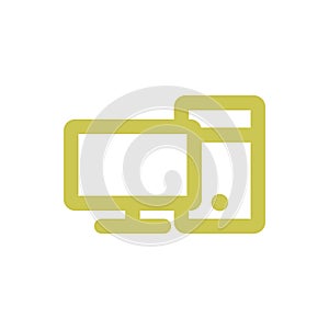 Simple Trendy PC Computer Desktop Icon Vector Template