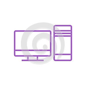 Simple Trendy PC Computer Desktop Icon Vector Template
