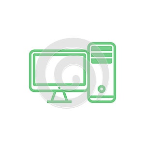 Simple Trendy PC Computer Desktop Icon Vector Template