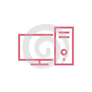 Simple Trendy PC Computer Desktop Icon Vector Template