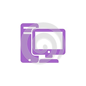Simple Trendy PC Computer Desktop Icon Vector Template