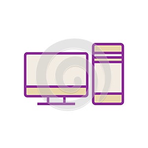 Simple Trendy PC Computer Desktop Icon Vector Template