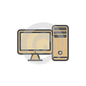 Simple Trendy PC Computer Desktop Icon Vector Template