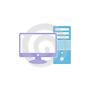 Simple Trendy PC Computer Desktop Icon Vector Template