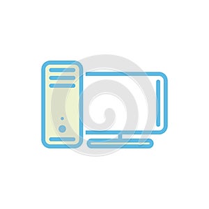 Simple Trendy PC Computer Desktop Icon Vector Template