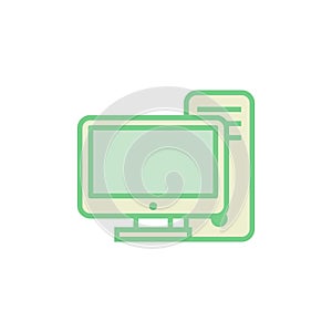 Simple Trendy PC Computer Desktop Icon Vector Template