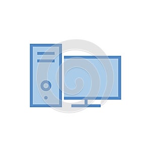 Simple Trendy PC Computer Desktop Icon Vector Template