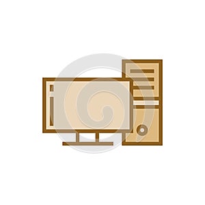Simple Trendy PC Computer Desktop Icon Vector Template