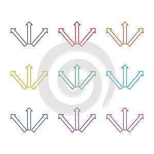 Simple triple arrows icon, color set