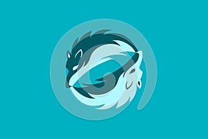 Simple Two Wolves Head Logo Icon