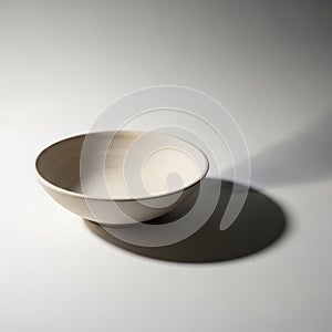 A simple, unadorned, light-colored ceramic bowl